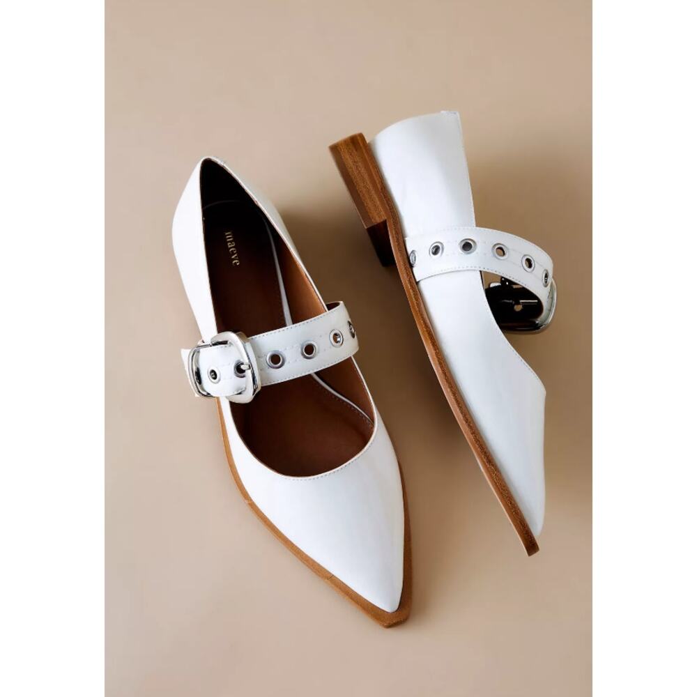 Maeve Pointed-Toe Moto Mary Jane Flats